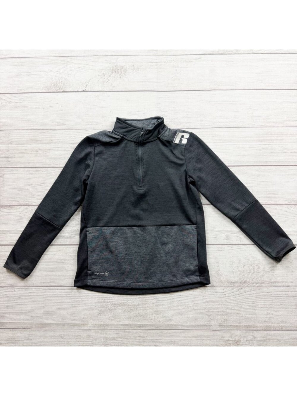 Russell Athletic Dripower 360 Boys Quarter Zip Pullover Black Heather M 8